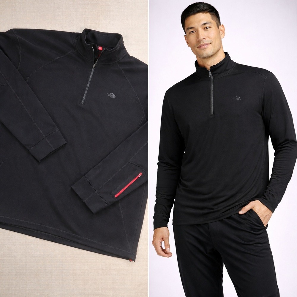 The‎ North Face Mens XL 1/4 Zip Pullover Black Performance Long Sleeve Shirt 669